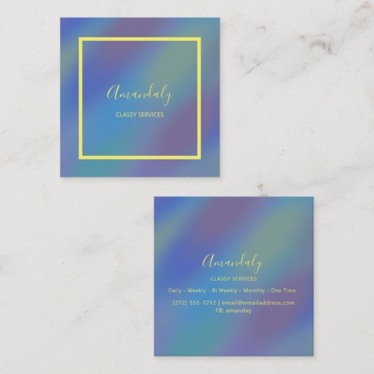 Holografische Blauwe Make-up ARTIST Influencer Vierkante Visitekaartje (Voorkant / Achterkant)