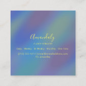 Holografische Blauwe Make-up ARTIST Influencer Vierkante Visitekaartje (Achterkant)