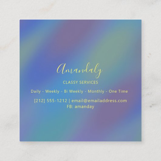 Holografische Blauwe Make-up ARTIST Influencer Vierkante Visitekaartje (Achterkant)