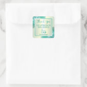 Holografische Blauwgroen Munt Dank u Business Logo Vierkante Sticker (Tas)