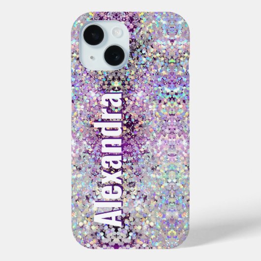 Holografische Bling Sparkles Glitter Paarse Case-Mate iPhone Case (Achterkant)