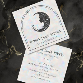 Holografische Boho Arch Celestial Crescent Moon Yo Vierkante Visitekaartje