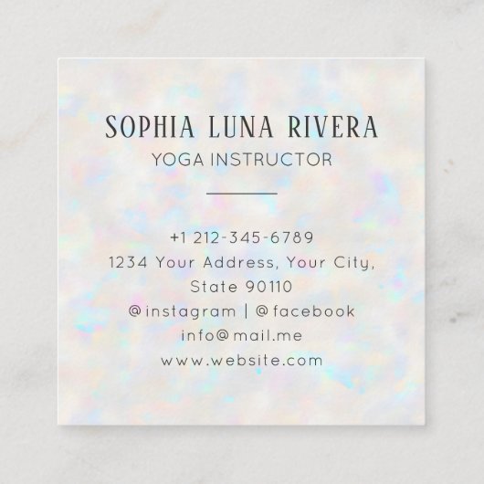 Holografische Boho Arch Celestial Crescent Moon Yo Vierkante Visitekaartje (Achterkant)