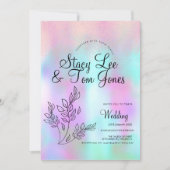 Holografische botanische faux roze glitter kaart (Voorkant)