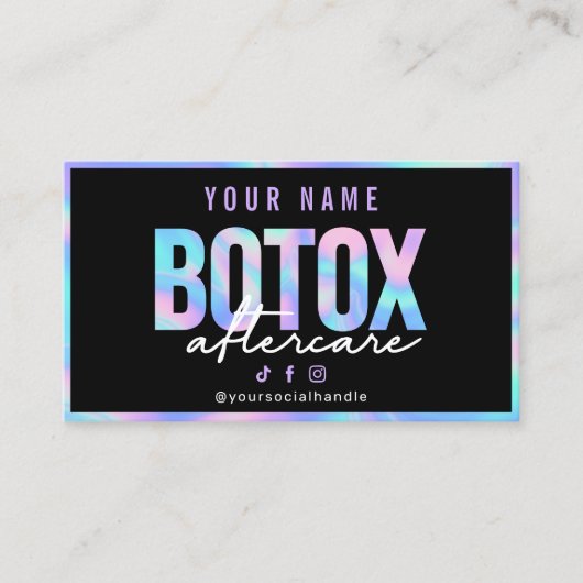 Holografische Botox Aftercare Card Visitekaartje (Voorkant)