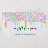 Holografische cadeaukaart eenhoorn glitters drijft (Voorkant / Achterkant)
