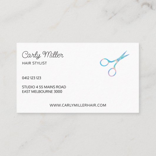 Holografische Chique Schaar Patroon Haar Stylist Visitekaartje (Achterkant)