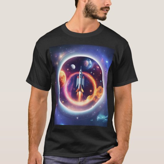 "Holografische cirkel van ruimteraket" T-shirt (Voorkant)