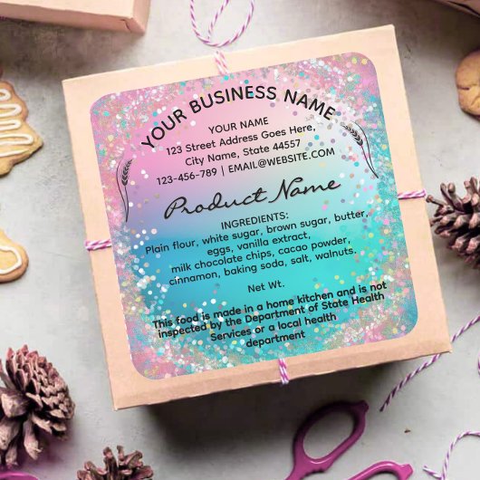 Holografische Cottage Law Eten label sticker