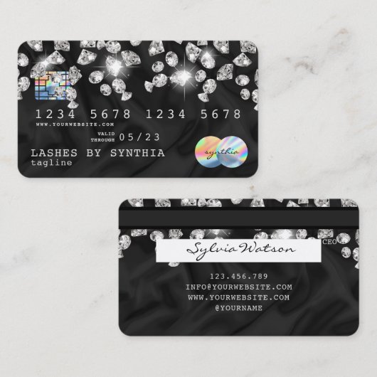 Holografische Credit Kaart gestileerde druipende d Visitekaartje (Voorkant / Achterkant)