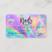 Holografische Credit Kaart Nail Tech Visitekaartje (Voorkant)