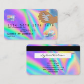 Holografische Credit Kaart Nail Tech Visitekaartje (Voorkant / Achterkant)