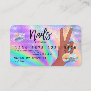 Holografische Credit Kaart Nail Tech Visitekaartje