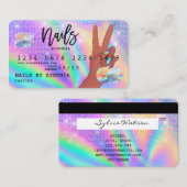 Holografische Credit Kaart Nail Tech Visitekaartje (Voorkant / Achterkant)