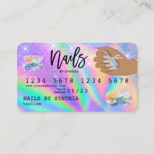 Holografische Credit Kaart Nail Tech Visitekaartje