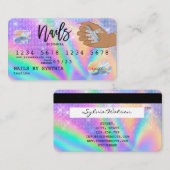 Holografische Credit Kaart Nail Tech Visitekaartje (Voorkant / Achterkant)