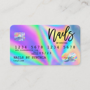 Holografische Credit Kaart Nail Tech Visitekaartje