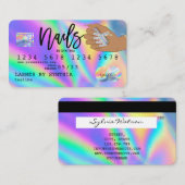 Holografische Credit Kaart Nail Tech Visitekaartje (Voorkant / Achterkant)