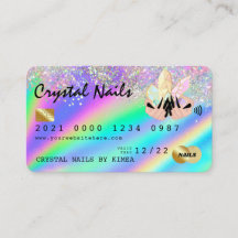 Holografische Crystal Glitter Nail Tech-creditcard