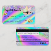 Holografische Crystal Glitter Nail Tech-creditcard Visitekaartje (Voorkant / Achterkant)