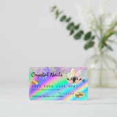 Holografische Crystal Glitter Nail Tech-creditcard Visitekaartje (Staand voorkant)