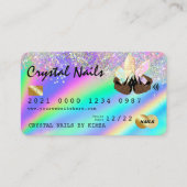 Holografische Crystal Glitter Nail Tech-creditcard Visitekaartje (Voorkant)