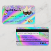 Holografische Crystal Glitter Nail Tech-creditcard Visitekaartje (Voorkant / Achterkant)