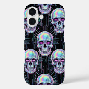 Holografische Cyber Skull Circuit Patroon Hoesje