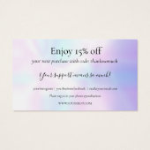 Holografische Dankjewels Voor Winkelen Kortingkaar Visitekaartje (Achterkant)