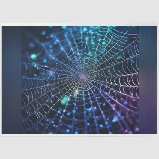 Holografische Dark Spiderweb Halloween Decoupage Tissuepapier (Voorkant)