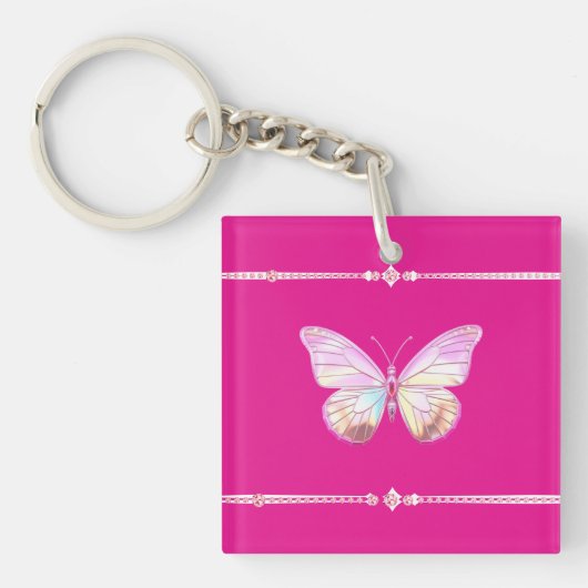  holografische Diamond Butterfly Keyring Sleutelhanger (Voorkant)