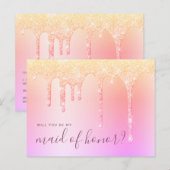 Holografische druppels zullen mijn eerbetoon zijn uitnodiging briefkaart (Voorkant / Achterkant)