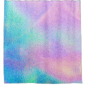 Holografische echte textuur in blauwe roze groene  douchegordijn (Voorkant)