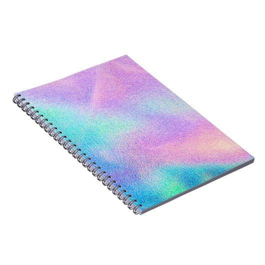 Holografische echte textuur in blauwe roze groene  notitieboek (Rechterzijde)