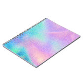 Holografische echte textuur in blauwe roze groene  notitieboek (Linkerzijde)