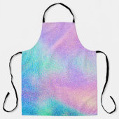 Holografische echte textuur in blauwe roze groene  schort (Voorkant)