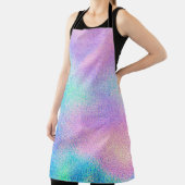 Holografische echte textuur in blauwe roze groene  schort (Insitu)