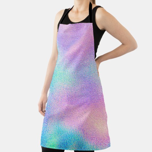 Holografische echte textuur in blauwe roze groene  schort (Insitu)