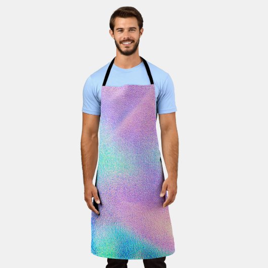 Holografische echte textuur in blauwe roze groene  schort (Gedragen)