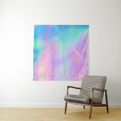 Holografische echte textuur in blauwe roze groene  wandkleed (In Situ (horizontaal))