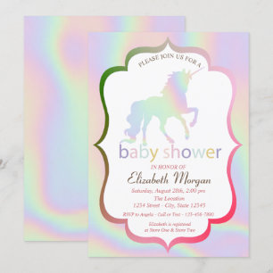 Holografische Eenhoorn Babyshower Uitnodiging
