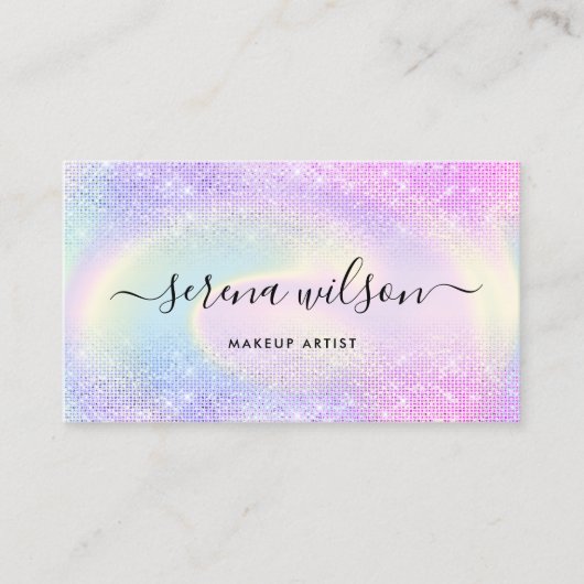 Holografische eenhoorn Glitterende Holo make-up ha Visitekaartje (Voorkant)