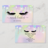 Holografische eenhoorn make-up wimpers glitter dru visitekaartje (Voorkant / Achterkant)