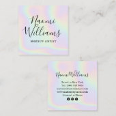 Holografische eenhoorn regenboog moderne script ma vierkante visitekaartje (Voorkant / Achterkant)