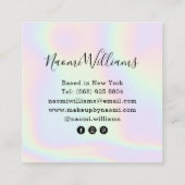 Holografische eenhoorn regenboog moderne script ma vierkante visitekaartje (Achterkant)