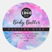 Holografische eenhoorn regenboog ronde sticker (Voorkant)