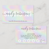 Holografische eenhoorn regenboog script punch cirk klantenkaartje (Voorkant / Achterkant)