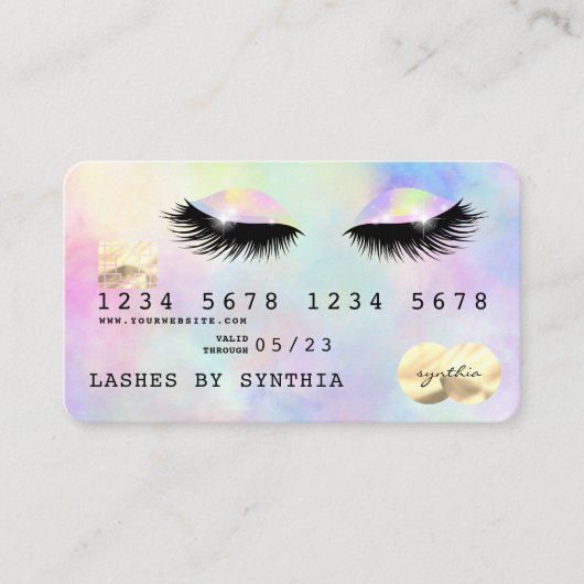 Holografische eenhoorn waterverf wimpers oogmake-u visitekaartje (Voorkant)