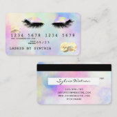 Holografische eenhoorn waterverf wimpers oogmake-u visitekaartje (Voorkant / Achterkant)