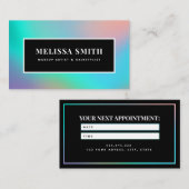 Holografische eenhoornmake-up haar glitter druppel afsprakenkaartje (Voorkant / Achterkant)